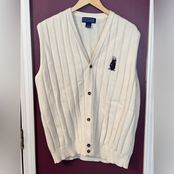 Vintage Savile Row Sweater Vest Featuring a Golf Bag on Chest Size Large - Picture 1 of 9